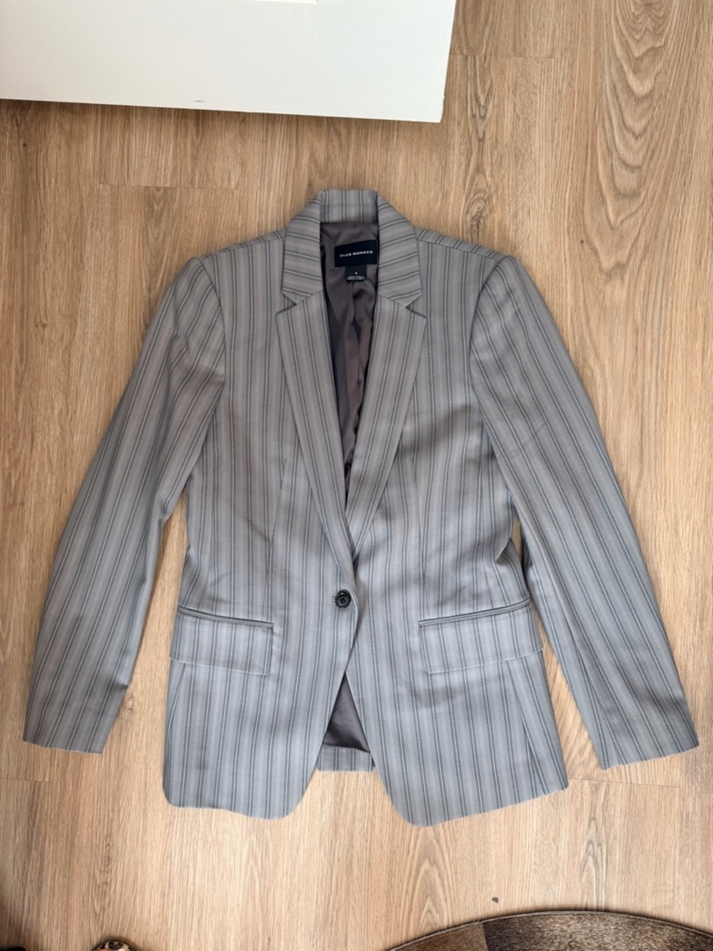 Club Monaco Gray Pinstripe Single-Button Blazer